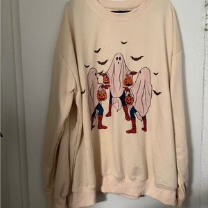 Cream Halloween Graphic Sweatshirt